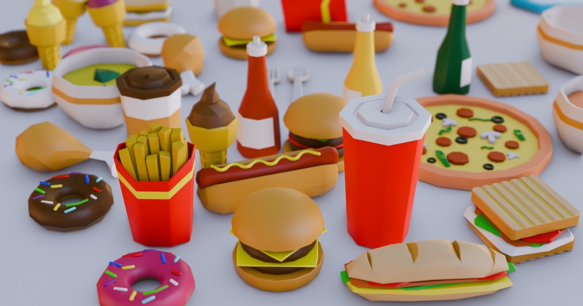 Fast Food Restaurant Low Poly Assets | 3D Food | Unity Asset Store