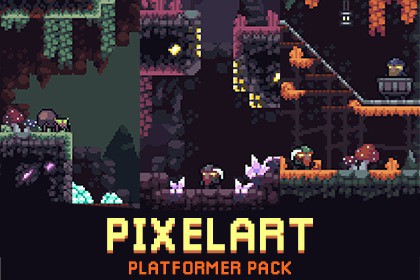 Platformer Tileset - Pixelart Caves