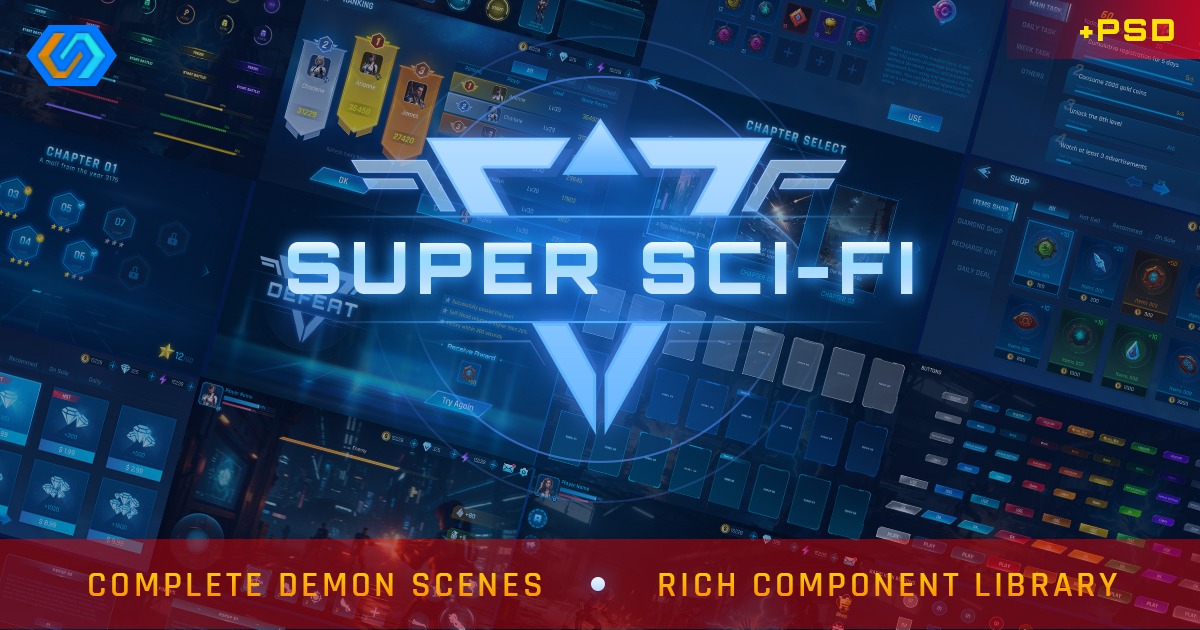 Super Sci-Fi Complete UI Pack(+PSD) | 2D GUI | Unity Asset Store