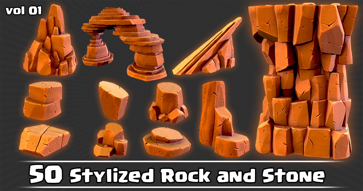50 Stylized Rock and Stone VOL01 | 3D Props | Unity Asset Store