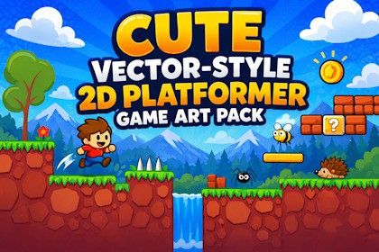Cute Vector-Style 2D Platformer Game Art Pack