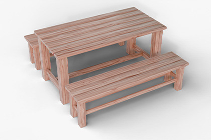 Wooden Picnic Table Set with Benches