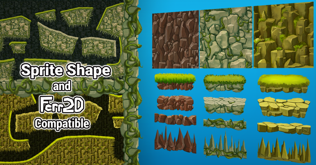 2D SpriteShape/Ferr2D Textures pack - Rocks | 2D Environments | Unity ...
