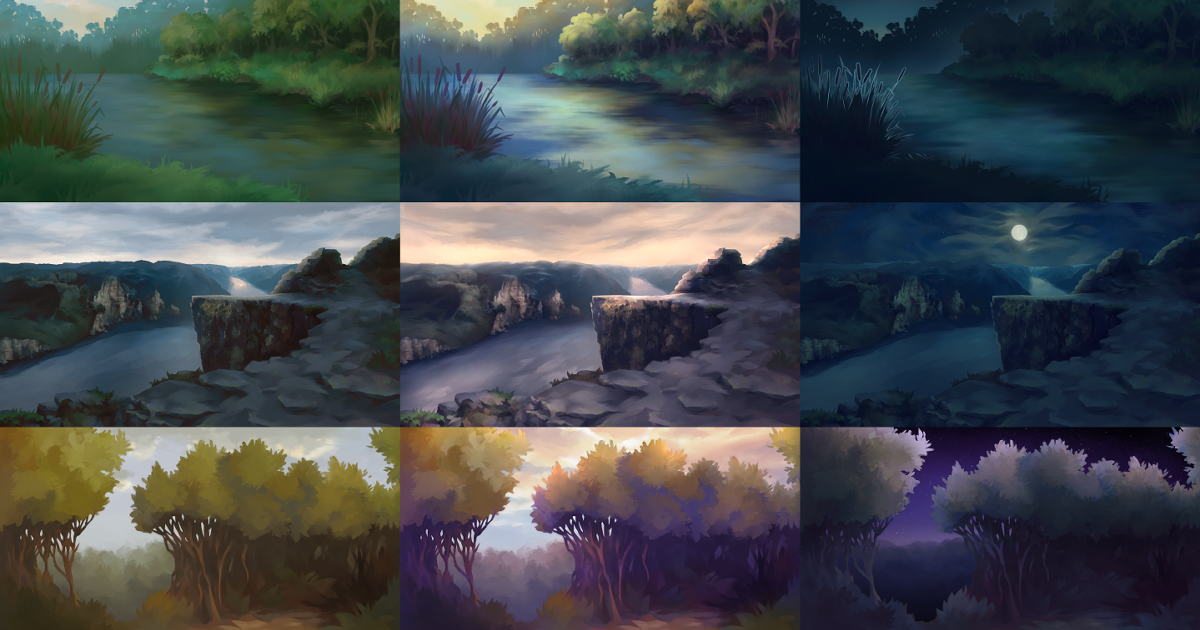 Times of Day in Wilderness Background Art | 2D Textures & Materials ...