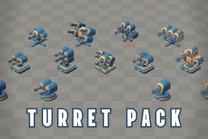 Low Poly Sci-Fi Turrets Pack