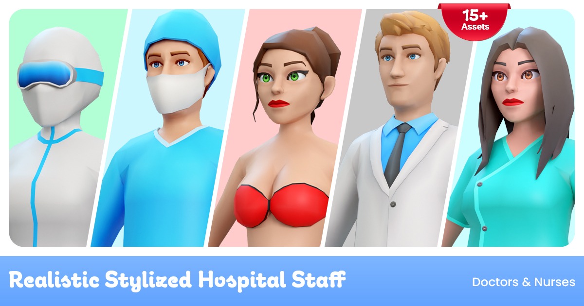 Realistic Stylized Hospital Staff | 3D Characters | Unity Asset Store