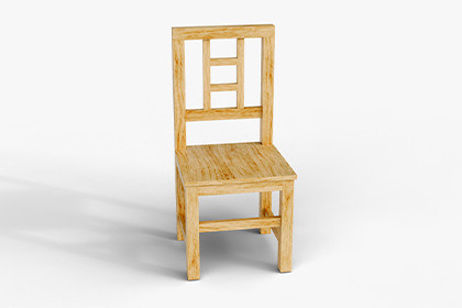 Light Wood Square-Back Chair 3D Model