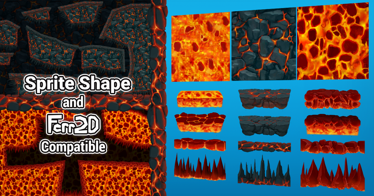 2D SpriteShape/Ferr2D Textures pack - Lava | 2D Environments | Unity ...