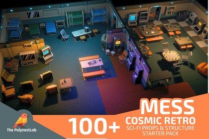 Low Poly Sci-Fi Mess Hall / Cosmic Retro