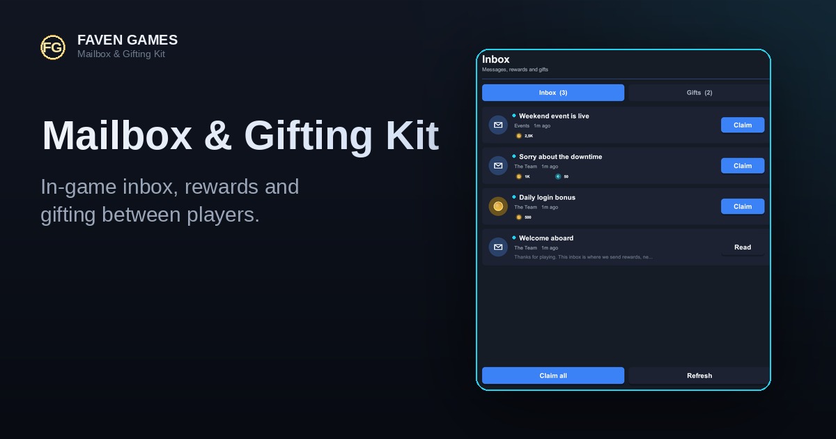 In-Game Mailbox & Gifting - Inbox, Reward Delivery, Player Gifts | Game ...