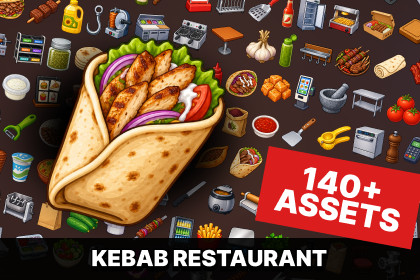 Turkish Cuisine Kebab Doner Street Food Restaurant Icons Pack