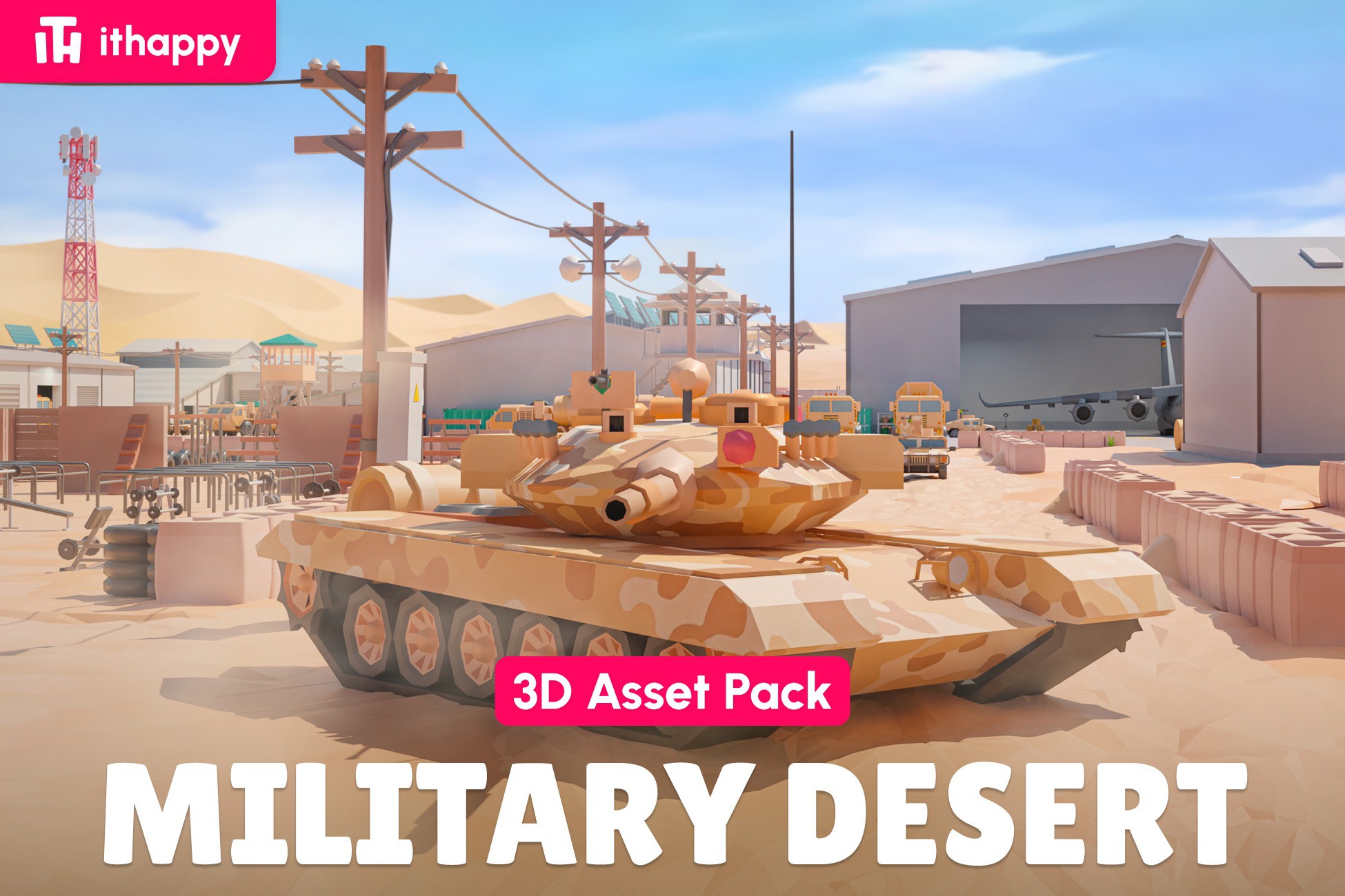 Military Desert - Low Poly 3D Models Pack