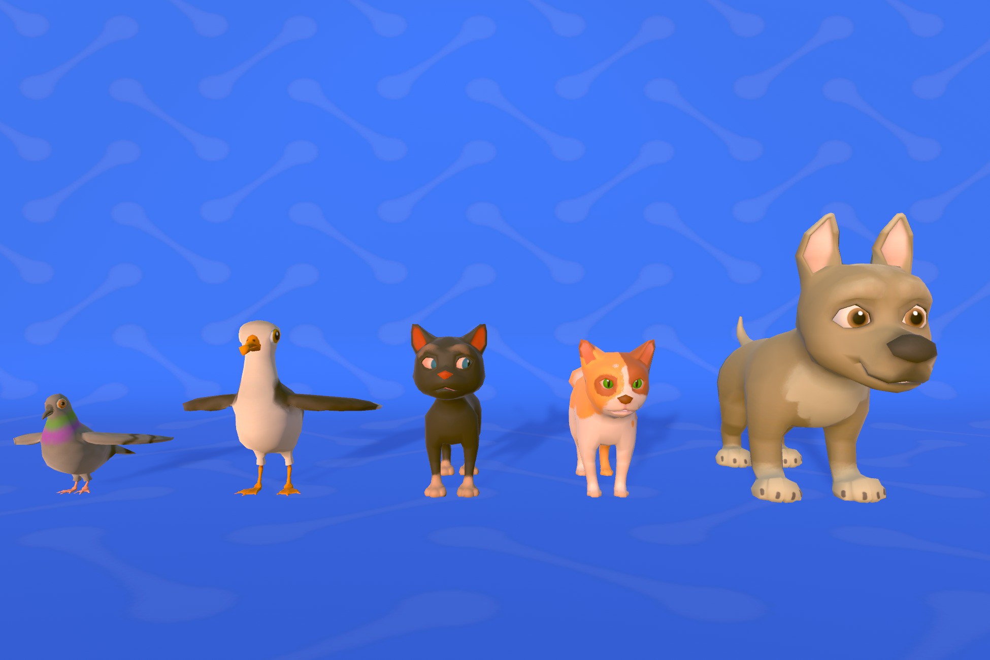 Unity Chain Dog Stylized and Rigged Low Poly Animals (Cat/Dog/Seagull/Pigeon) Set Pack ...