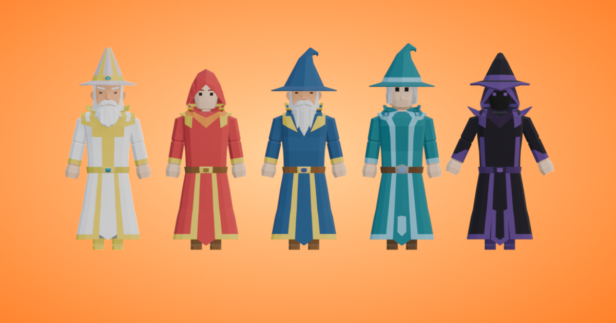 LOWPO: Low Poly Elemental Wizards Pack – Rigged Fantasy Characters ...