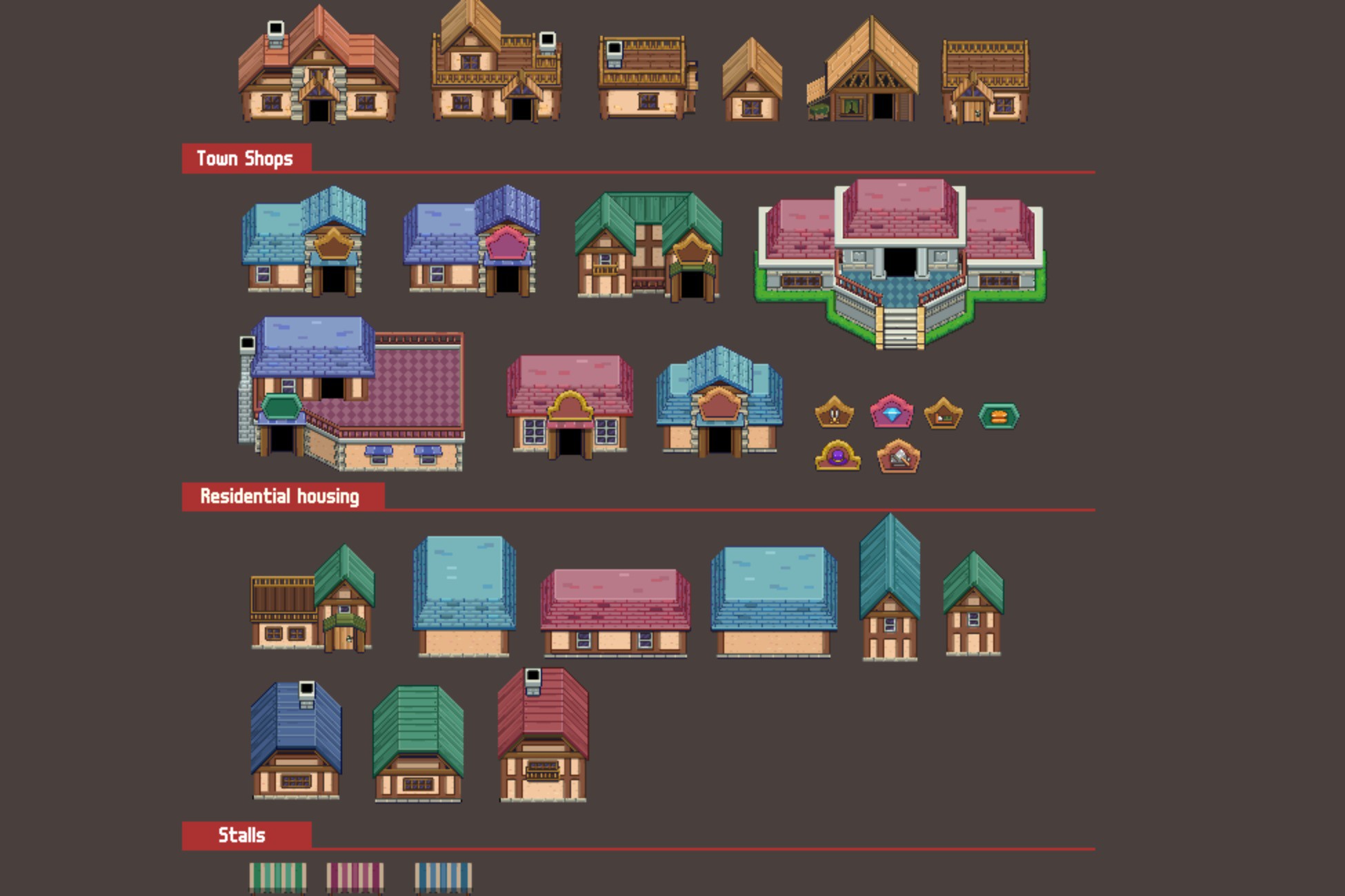 Basic Town Layout For Unity 2D_Pixel art_Town_Houses | 2D 環境 | Unity Asset Store