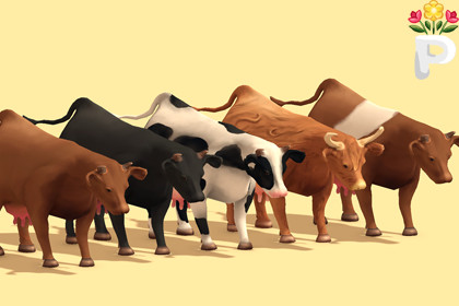 Country Critters: Stylized Hand-Painted Cows