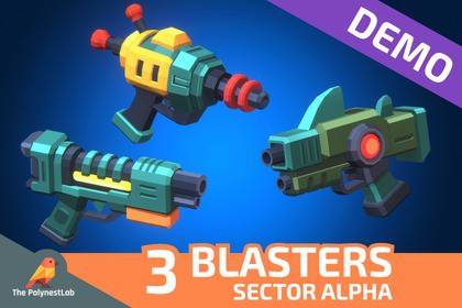 FREE: Sci-Fi Low Poly Energy Blasters Sector Alpha | Cosmic Retro