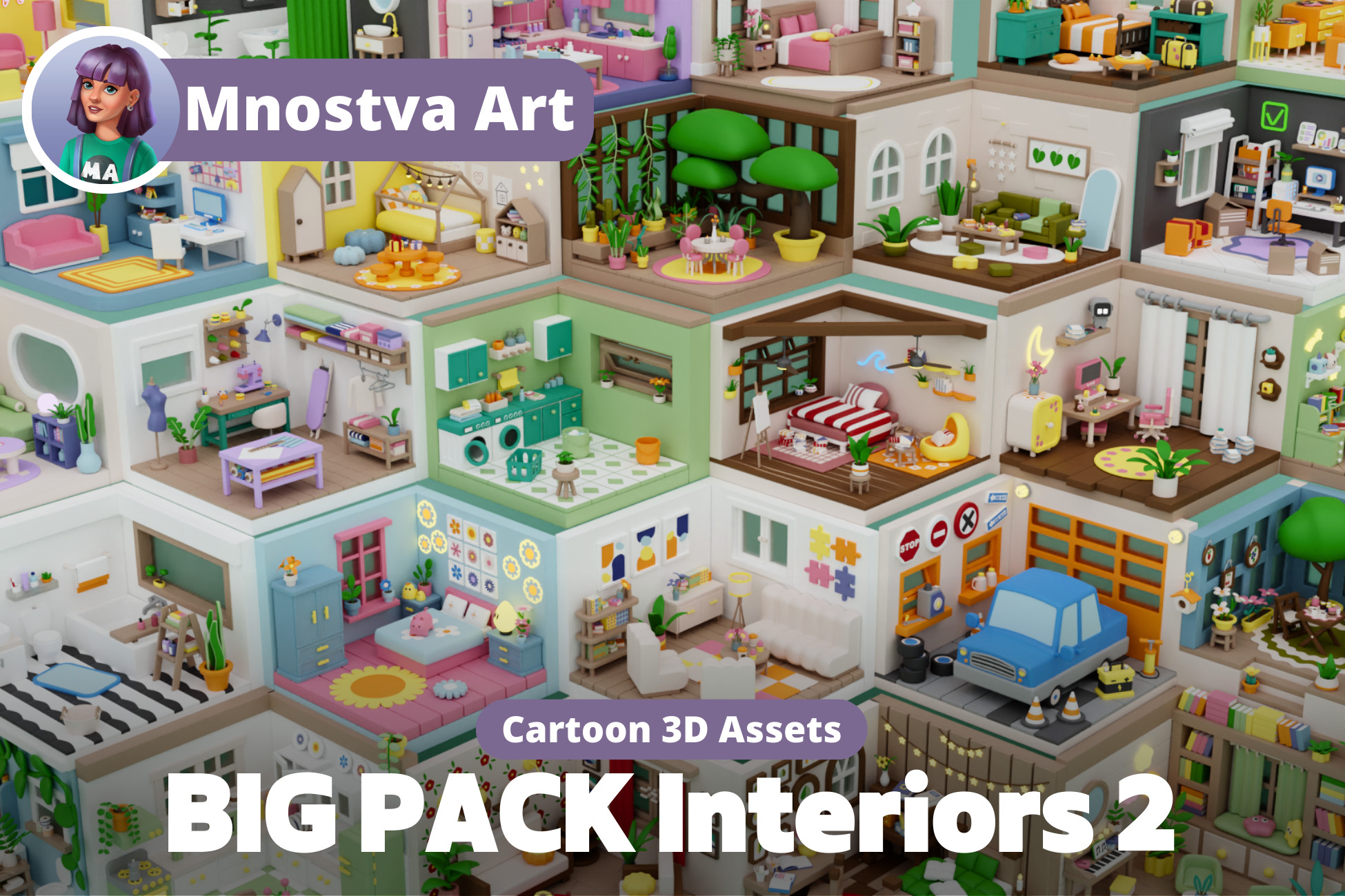 BIG PACK Cozy Cartoon Rooms Interiors 2