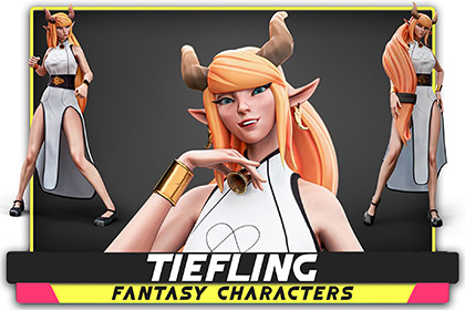 Tiefling - Horned Medieval Fantasy Elf - RPG Nymph Character Hero - #57