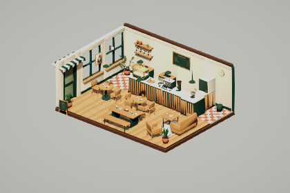 Hearth Cafe — Modular Interior & Props