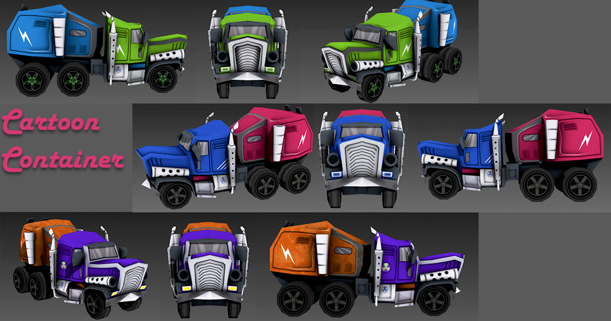 Cartoon Container Truck Pack | 3D Vehicles | Unity Asset Store