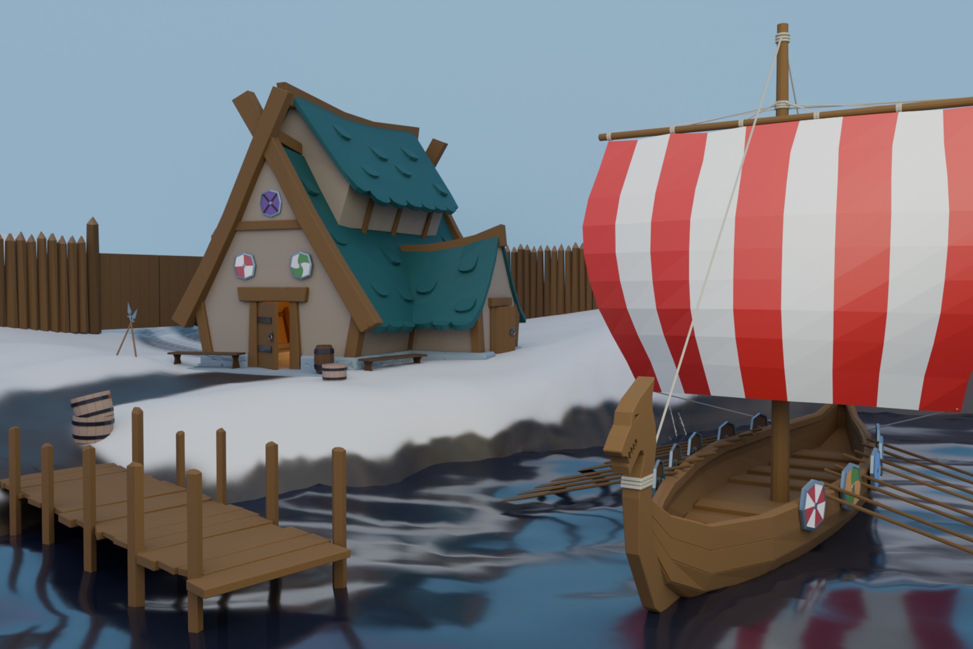 Viking Buildings Pack – Stylized Low Poly