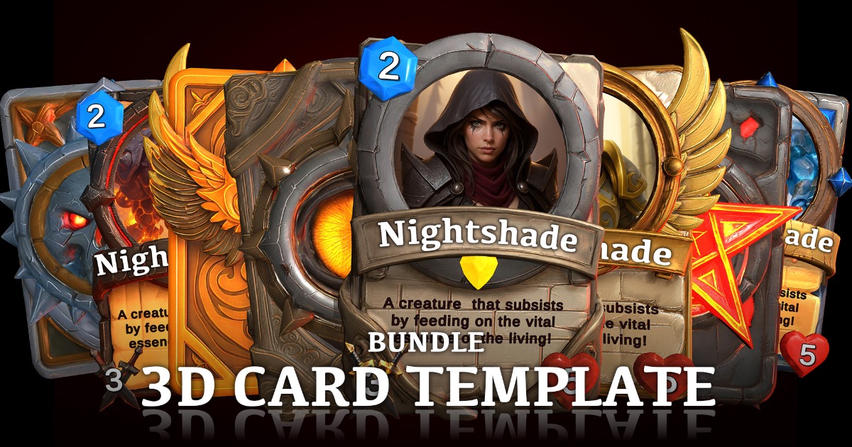 3D Card Template Bundle TCC CCG Systems Unity Asset Store