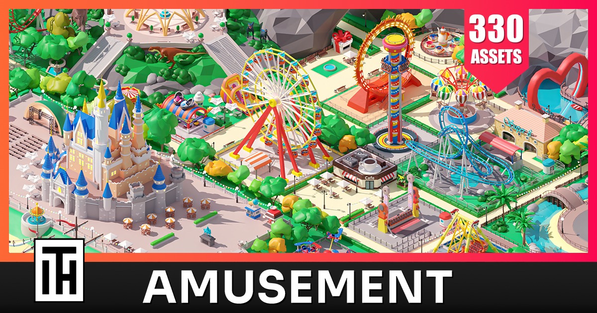 Amusement Park - Low Poly 3D Models Pack | 3D Landscapes | Unity Asset ...