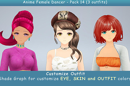 Anime Female Dancer - Pack 14 (3 outfits)