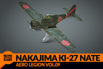 Nakajima Ki-27 Nate WW2 Fighter Airplane - Low Poly 3D Model