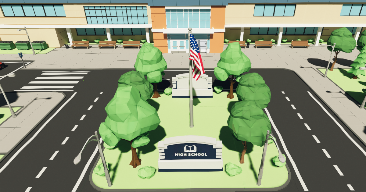LowPoly School | 3D Urban | Unity Asset Store