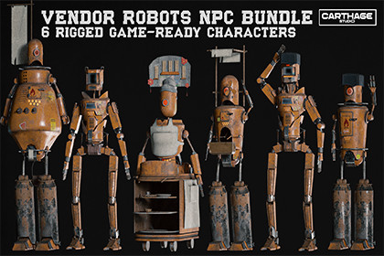 Vendor Robots NPC Bundle – 6 Rigged Game-Ready Characters