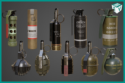 10 Grenades Single Mat URP HDRP Textures