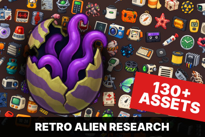 Retro Sci-Fi Alien Research Containment Survival Horror Icons Pack