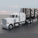 American Semi Truck + Logging Trailer | Interior, Modular, 4 Wood Log | PBR