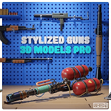 Stylized Guns 3D Model