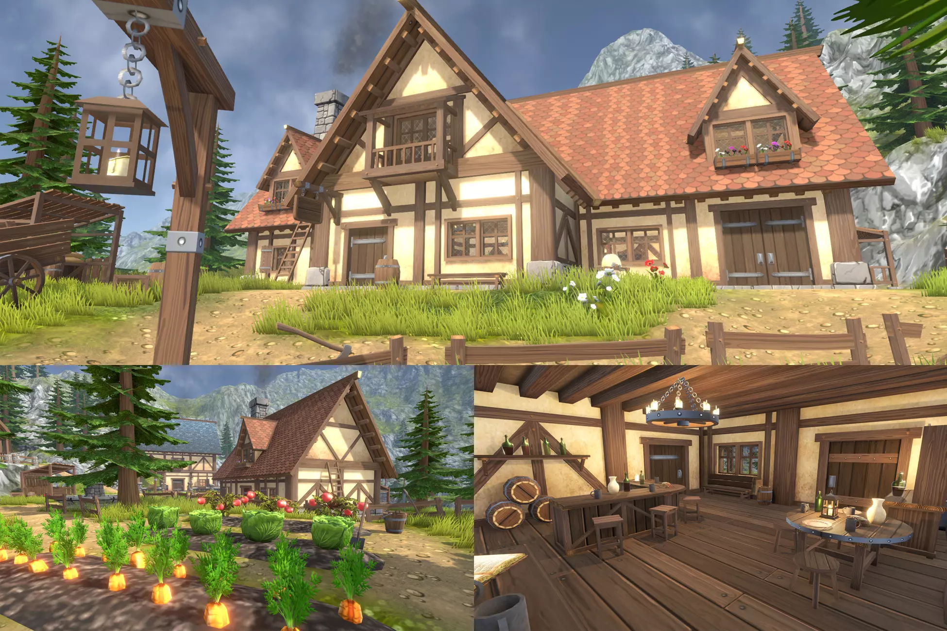 3D Medieval House Village Cartoon Kit