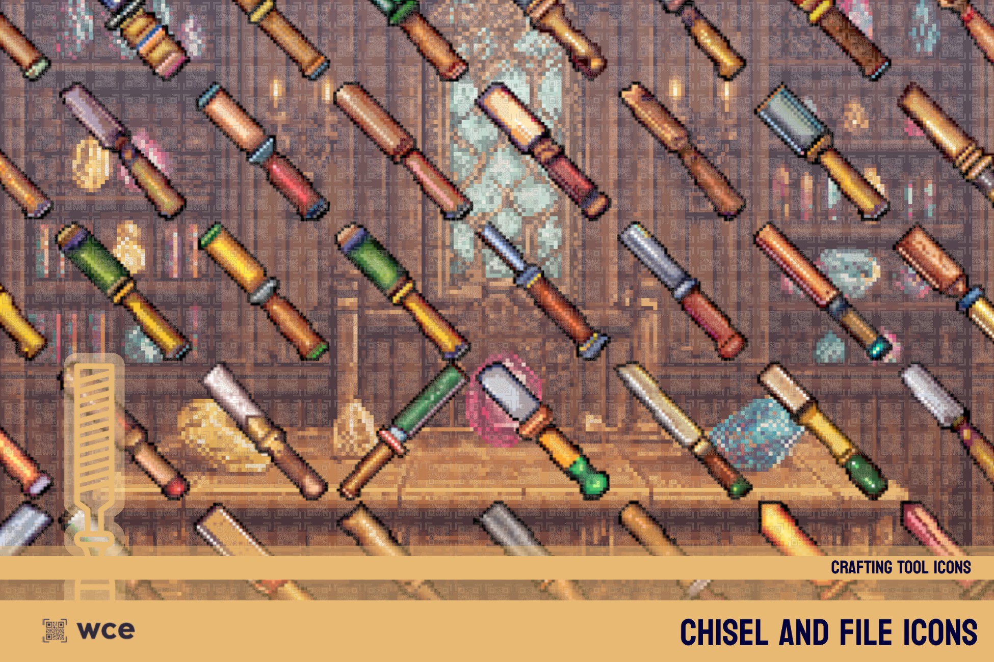 Chisel and File Icons - 2D Pixel Crafting Tools and Profession Resource ...