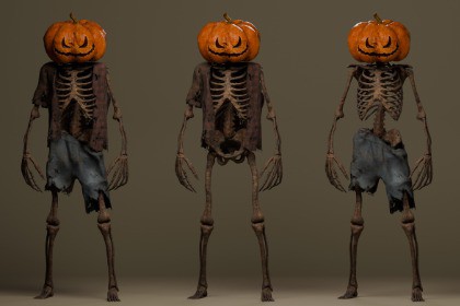 Scarecrow Pumpkin Halloween Skeleton