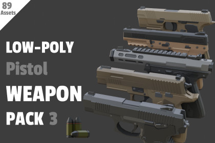 Low Poly Pistol Weapon Pack 3