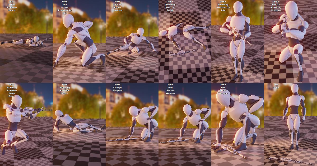 AA Female Movement Rifle Animations Package | 3D Animations | Unity ...