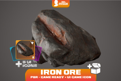 Iron Ore + 5 Loot Icons - PBR Game Ready