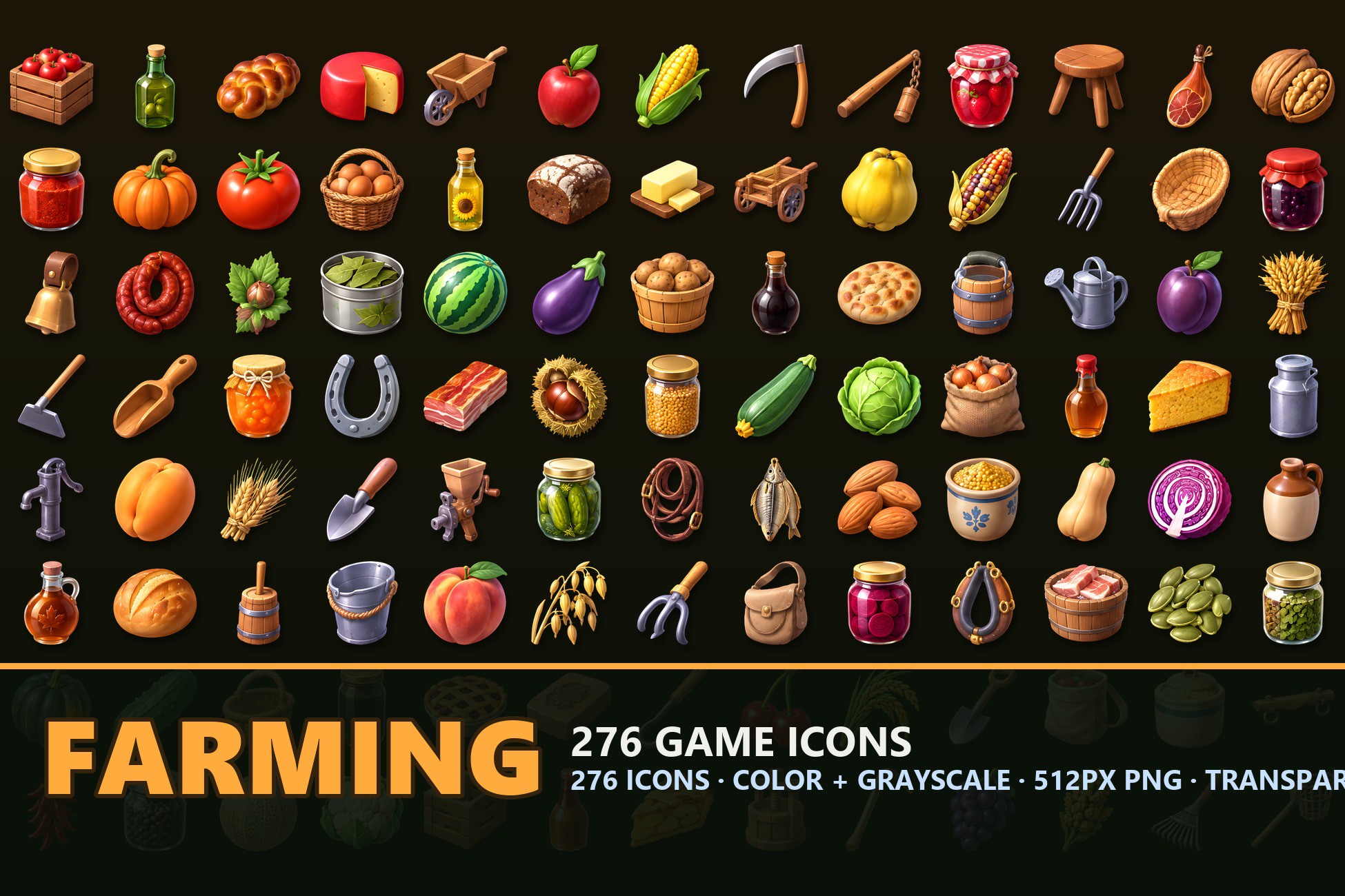 Farming & Harvest Icons - 276 Crop Items