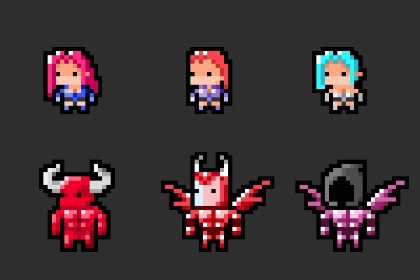 2D Pixel Character Pack - 147 Characters + 20 Weapons
