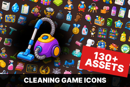 Cleaning Service Housekeeping Laundry Icons Pack Casual Simulation Mobile Games