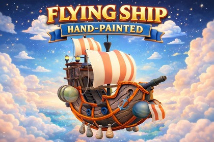Flying Ship Hand-Painted
