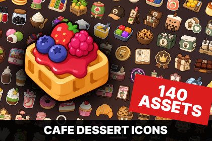 Bubble Tea Cafe Dessert Icons Pack for Cooking Simulation and Casual Game