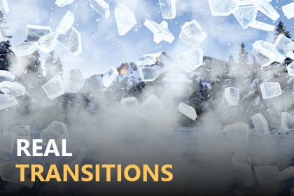 Real Transitions — Physical Scene Transitions: Ice, Leaves, Glass, Ink, Fire