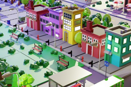 Low Poly Stylized City Pack – 52 Modular Buildings & Props