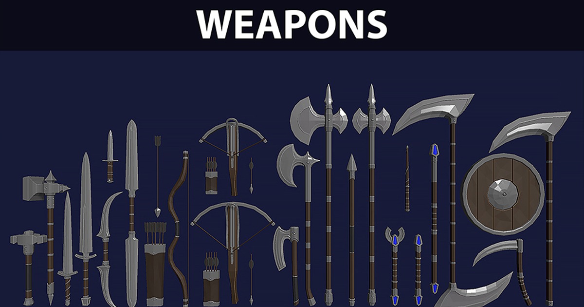 Low Poly Style Weapons Part 1 | 3D Weapons | Unity Asset Store